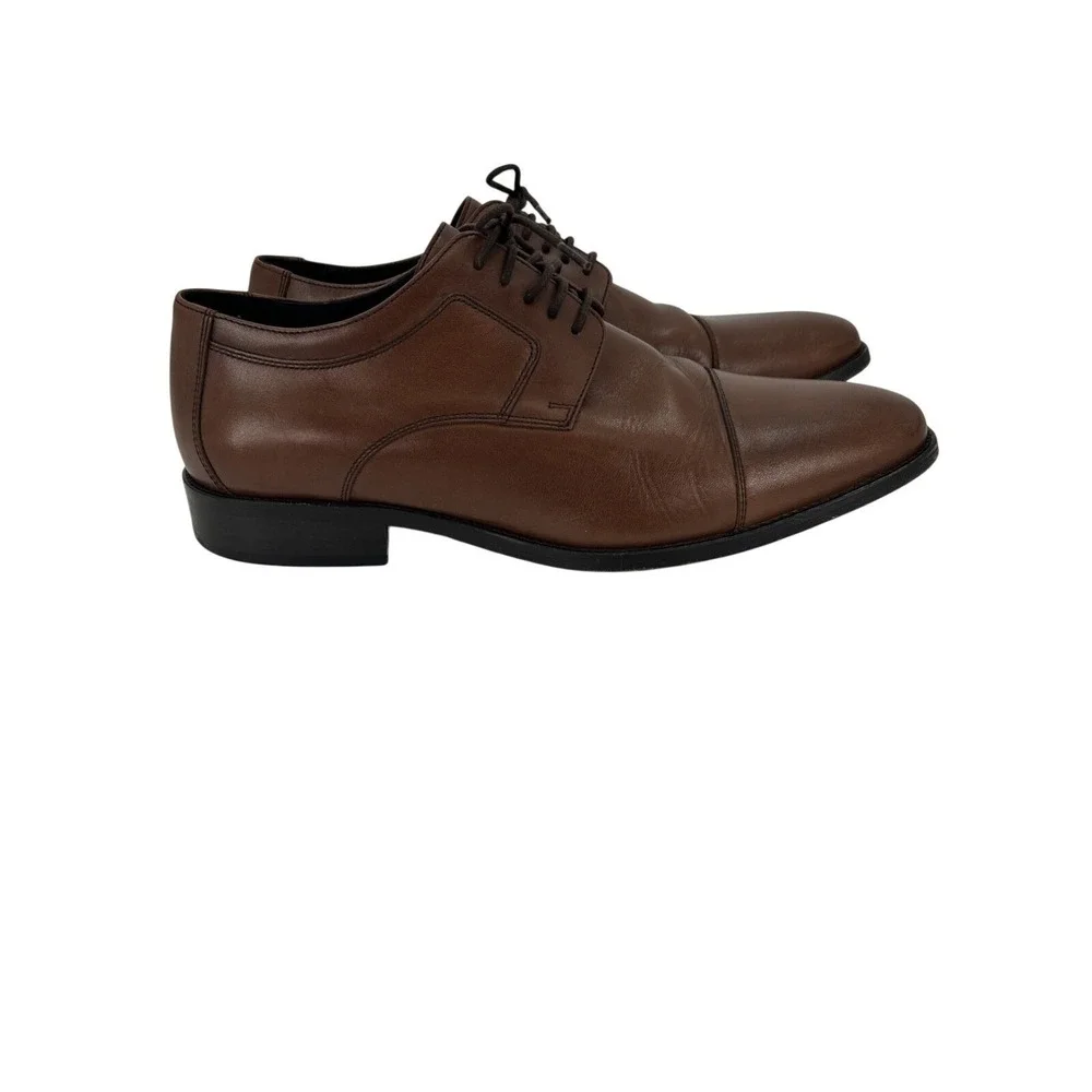 Johnston & Murphy Mens Brown Leather Cap Toe Oxford‎ Dress Shoes 24-9150